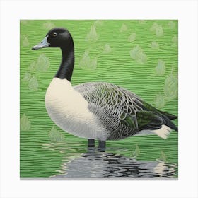 Ohara Koson Inspired Bird Painting Canada Goose 1 Square Canvas Print