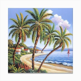 Palm Trees On The Beach 1 Canvas Print