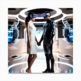 Futuristic Couple In Virtual Reality 2 Canvas Print
