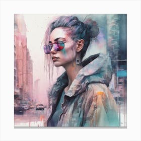 Woman In A City Canvas Print