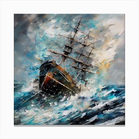 Ship In The Storm Canvas Print