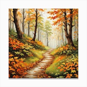 Forest In Autumn In Minimalist Style Square Composition 251 Canvas Print