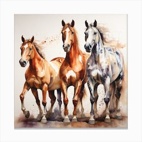 Horses watercolors Canvas Print