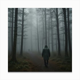 Man Walking In The Forest Canvas Print