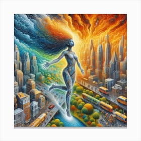 Woman In A City 2 Canvas Print