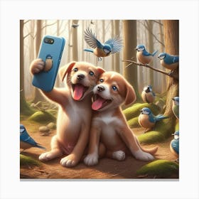 Cute Dogs Taking Selfies Canvas Print