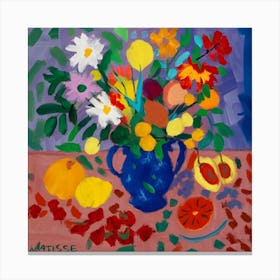 Flowers In A Blue Vase 6 Canvas Print