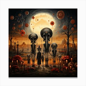 Aliens In The Night Canvas Print