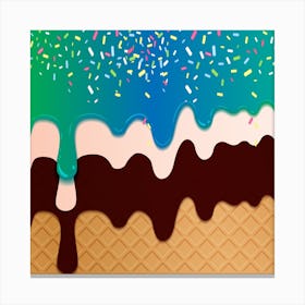 Ice Cream With Sprinkles Vector Canvas Print