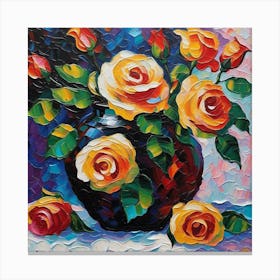 Roses In A Vase Canvas Print