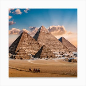 Giza Pyramids At Sunset Canvas Print