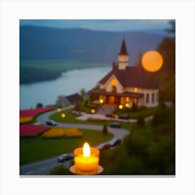 Candlelight In A Church Canvas Print