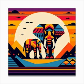 African Siblings Elephants Canvas Print