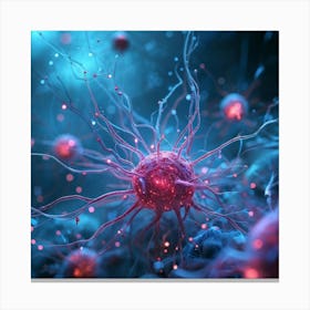 A Head Like 3d Render Nucleoli Luminescing In An Intricate Network Of Neural Connections Depicts A (3) Canvas Print