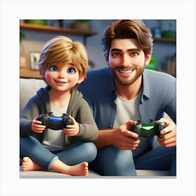 Family Playing Video Games 2 Canvas Print