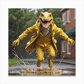 Dinosaur In The Rain Canvas Print