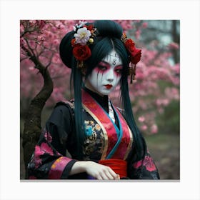 Fantasy art, grimms inspired, lady, “”, low-tech, glimmer, multicolored cyberpunks, kinetics photography, death Alice in Wonderland, geisha flowers, death manga, music samurai, 1 Canvas Print