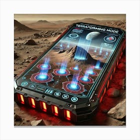 A Futuristic Smartphone Displaying Its Terraforming Mode Canvas Print