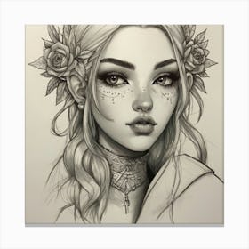 Gothic Girl Drawing Canvas Print