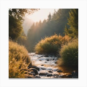 Sunrise Over A Stream Canvas Print