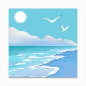 Seagulls On The Beach Canvas Print