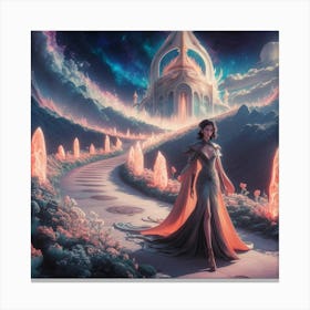 Woman In A Castle Canvas Print