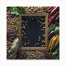 Black Frame With Vegetables Canvas Print