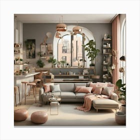 Pink Living Room 1 Canvas Print