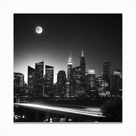 Chicago Skyline At Night 3 Canvas Print