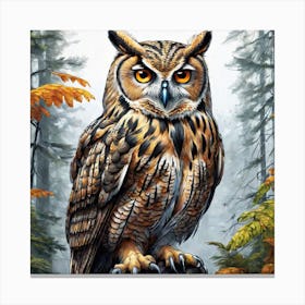 Owl In The Forest 156 Canvas Print