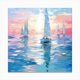 Sailboats At Sunset 4 Canvas Print