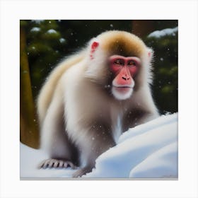 Snow Monkey Canvas Print
