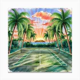 Tennis Court At Sunset Canvas Print