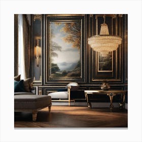 Black And Gold Living Room 4 Canvas Print
