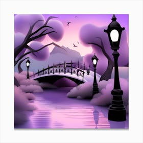 Bridge Over The River Landscape 5 Canvas Print