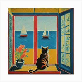 Cat Looking Out The Window 13 Canvas Print