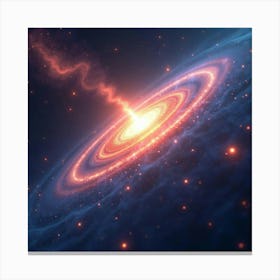 A Watercolor Pulsar Spinning In The Distance, Emitting Bright Colorful Waves 1 Canvas Print