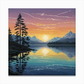 Sunset On The Lake Canvas Print