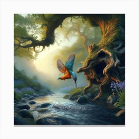 Kingfisher In The Forest 13 Canvas Print