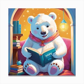 Polar Bear Reading A Book 1 Canvas Print