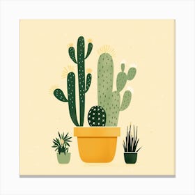 Rizwanakhan Simple Abstract Cactus Non Uniform Shapes Petrol 48 Canvas Print