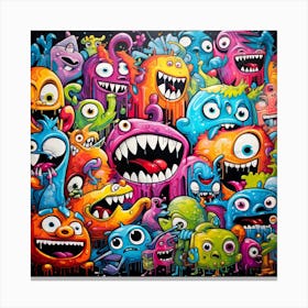 Monsters Graffiti Art for wall decor 6 Canvas Print