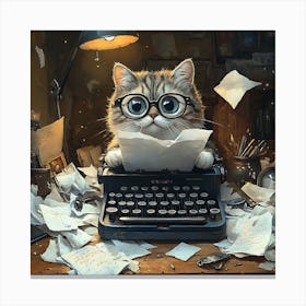 Funny Cat Writer Vintage 5 Canvas Print