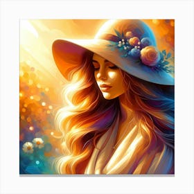 Girl In A Hat 5 Canvas Print