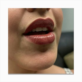 Close Up Of A Woman'S Lips Canvas Print