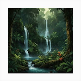 Waterfall In The Jungle 49 Canvas Print