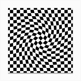 Checkerboard Black And White Twist Square Canvas Print