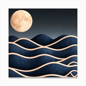 Moon And Waves 46 Canvas Print