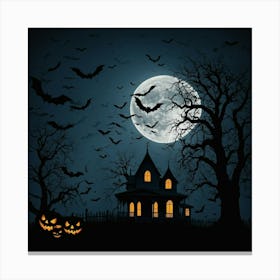 Flat Design Halloween Background With Bats Canvas Print