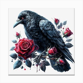 Raven With Roses 1 Canvas Print